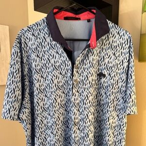 Golf Polo By Greyson 'bird feather' print, Size XL